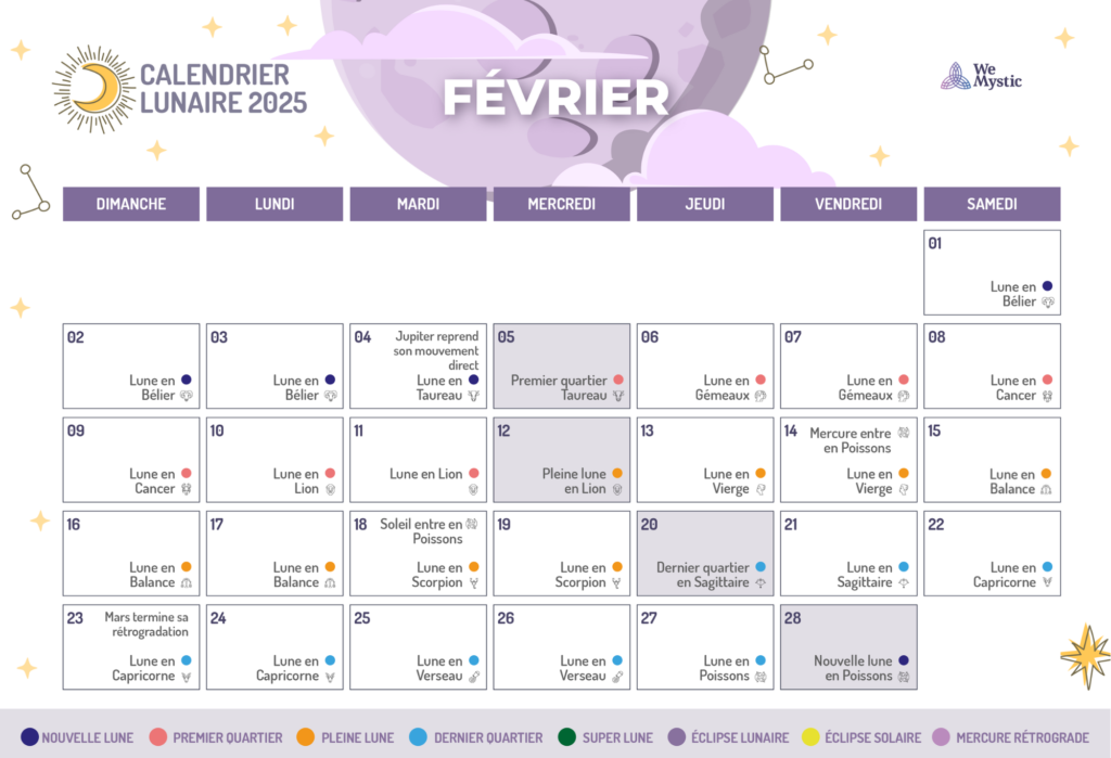 calendrier lunes fevrier 2025